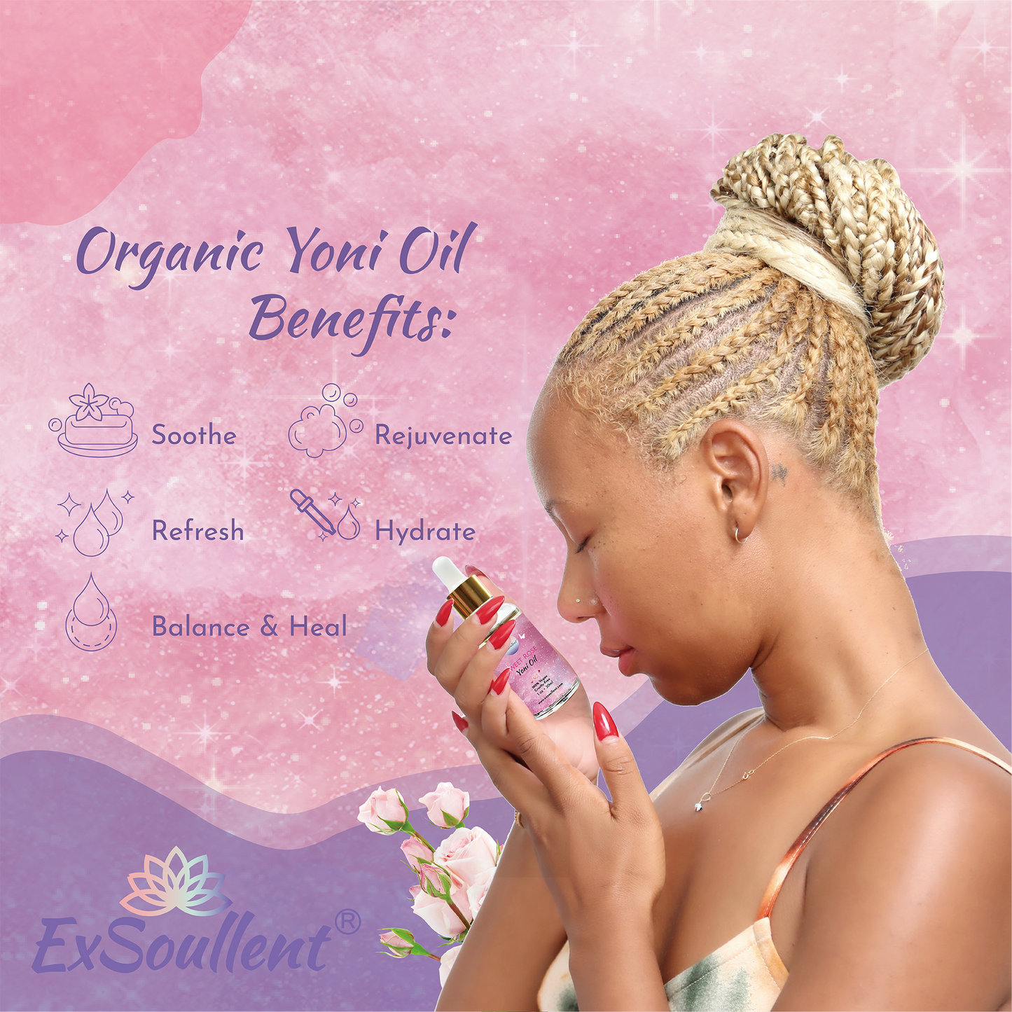 Organic Rose & Lavender Yoni Oil - 100% Natural Feminine Vaginal Serum made with Essential Oils